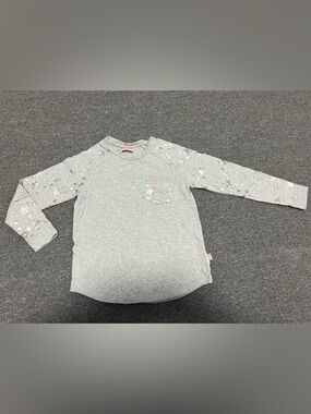 Peter Alexander Light Grey Long-Sleeve Star Pocket Top with Pink Logo